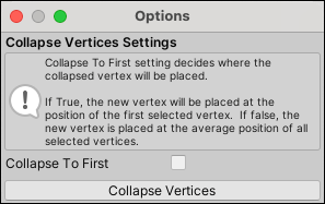 Collapse Vertices options