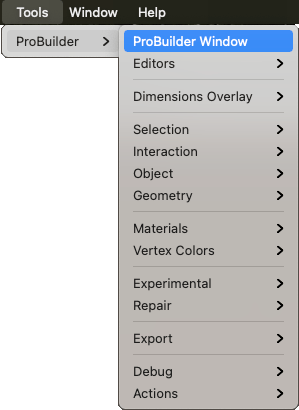 The ProBuilder menu