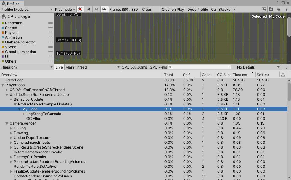 Profiler sample in Profiler Window.