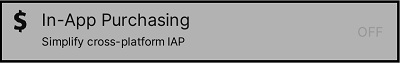 Selecting In-App Purchasing from the Services window.