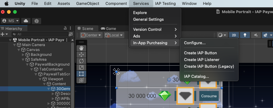 Creating a Codeless **IAP Button** in the Unity Editor