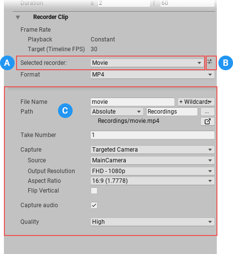 Adding a Recorder Track in Timeline.