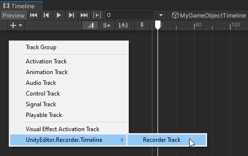 Adding a Recorder Track in Timeline.