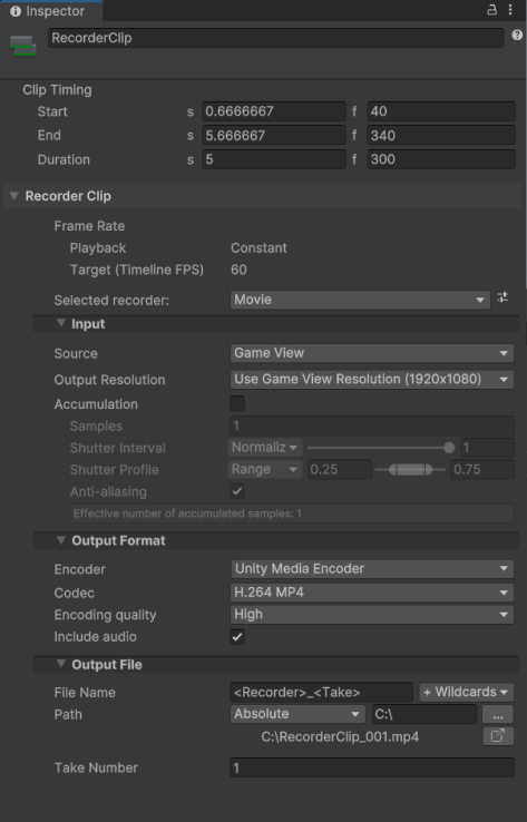 Recorder Clip properties