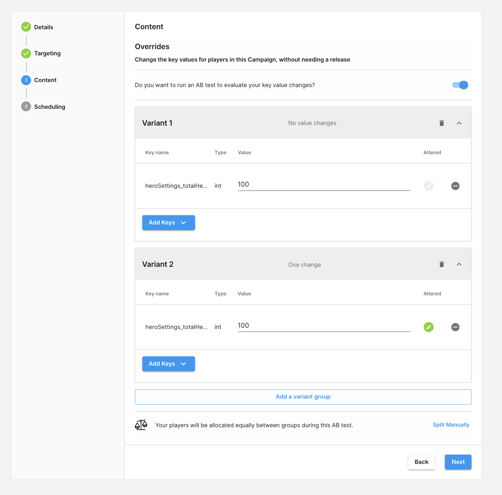 Add an Override for a Setting's Value