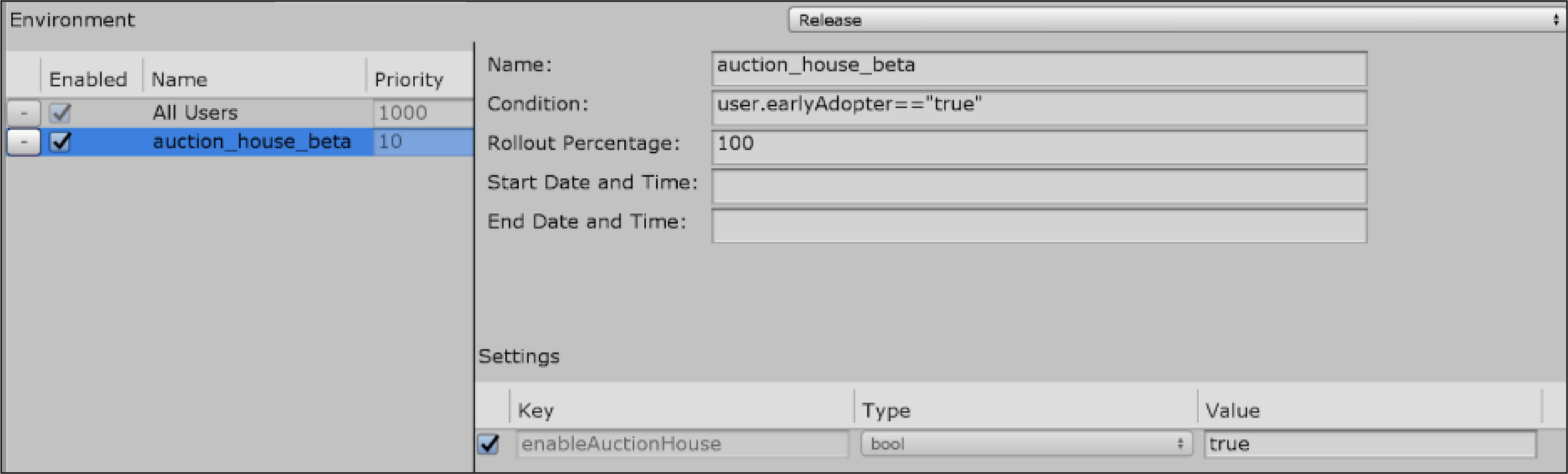 An example of using Rules and Settings for feature gating.