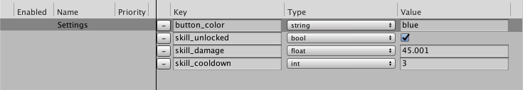 Examples of Setting parameters.