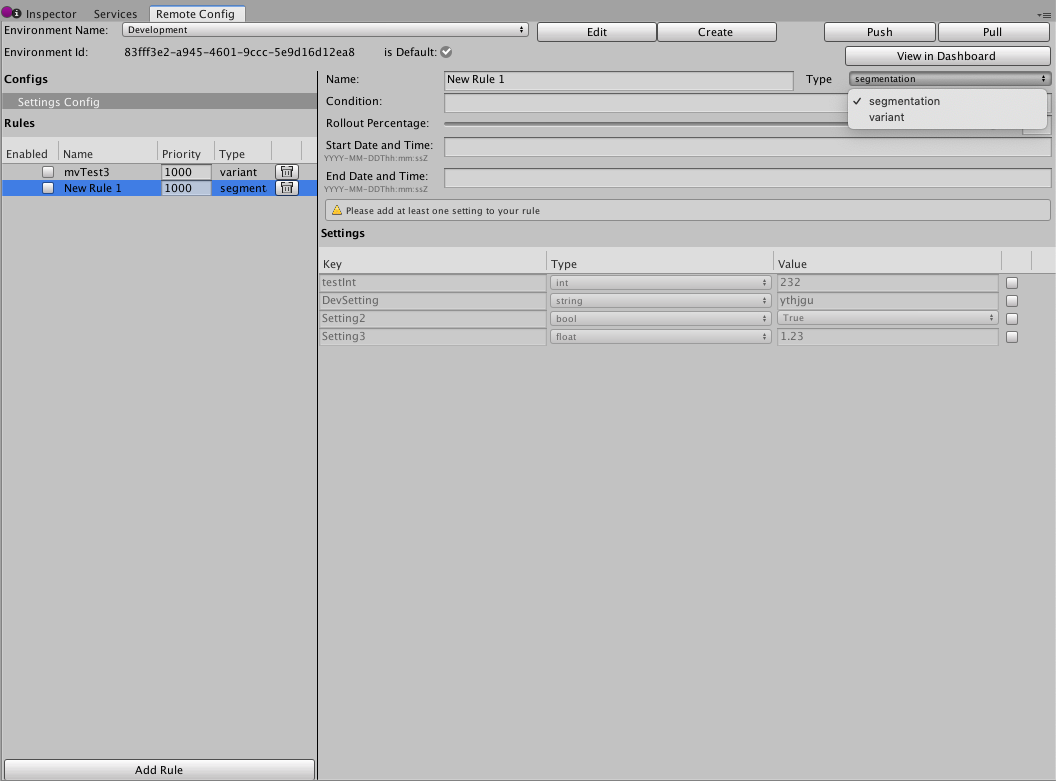 Creating segmentation Rule