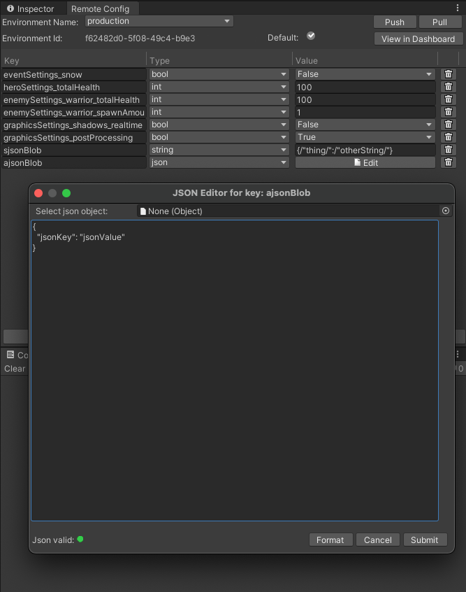 Examples of Setting parameters.