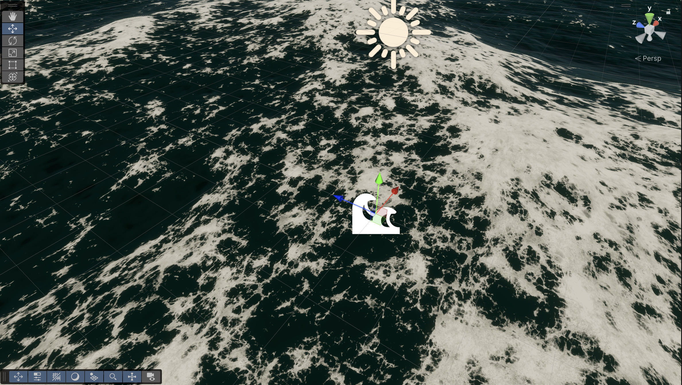 Distant Wind Speed set to 250 and foam amount set to 1