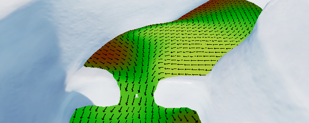 You can visualize the effect of a current map on a water surface.