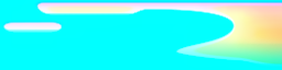 A small rectangular texture with a bright cyan background. On the left are two small white clouds at different heights. On the right is a curving gradient from red to green.