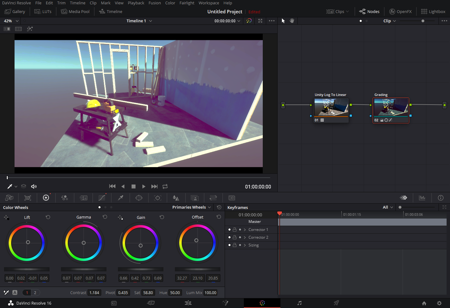 Fame in the video editor with LUT color grading.