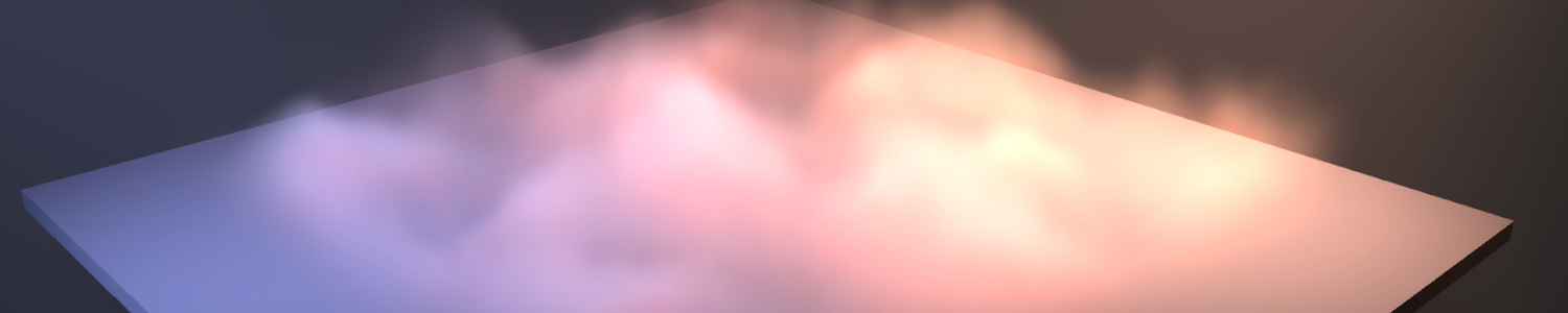 A plane with a layer of fog floating above it.