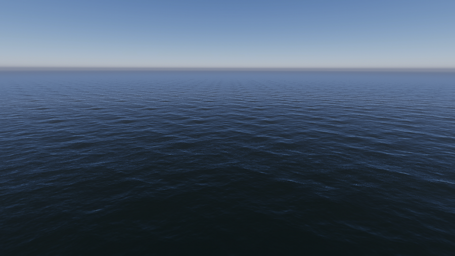 The same ocean, with a higher number of smaller waves and peaks.