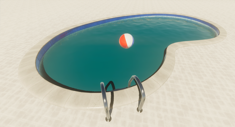 Water system: Deep swimming pool, sunny day