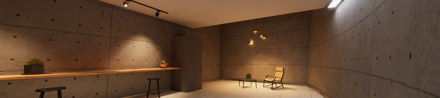 A room with lights.