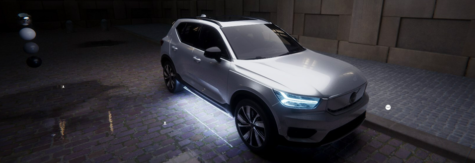 A car with underbody lights.