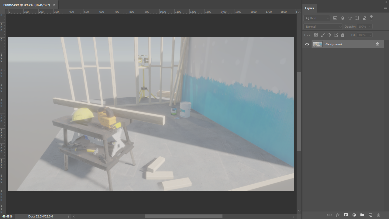 EXR file imported in Photoshop.