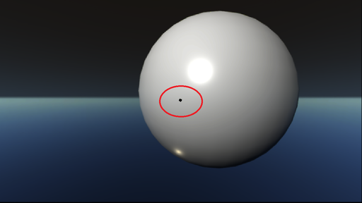 A small black dot is visible on a sphere.