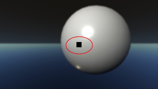 A black square is visible on a sphere.