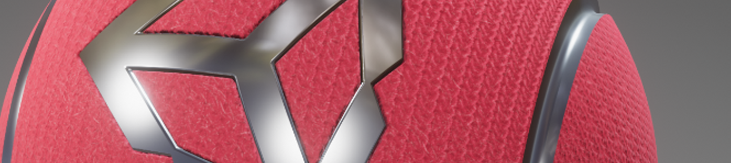 A close-up of a sphere with a detailed fabric texture.