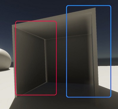 A wall with light leaks, where one side of the wall is too light and one side of the wall is too dark.