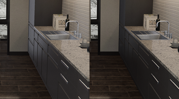 Left: Reflection Probe Normalization is disabled. Right: Reflection Probe Normalization is enabled.