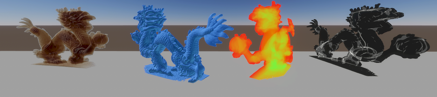 A detailed dragon statuette rendered using various techniques.