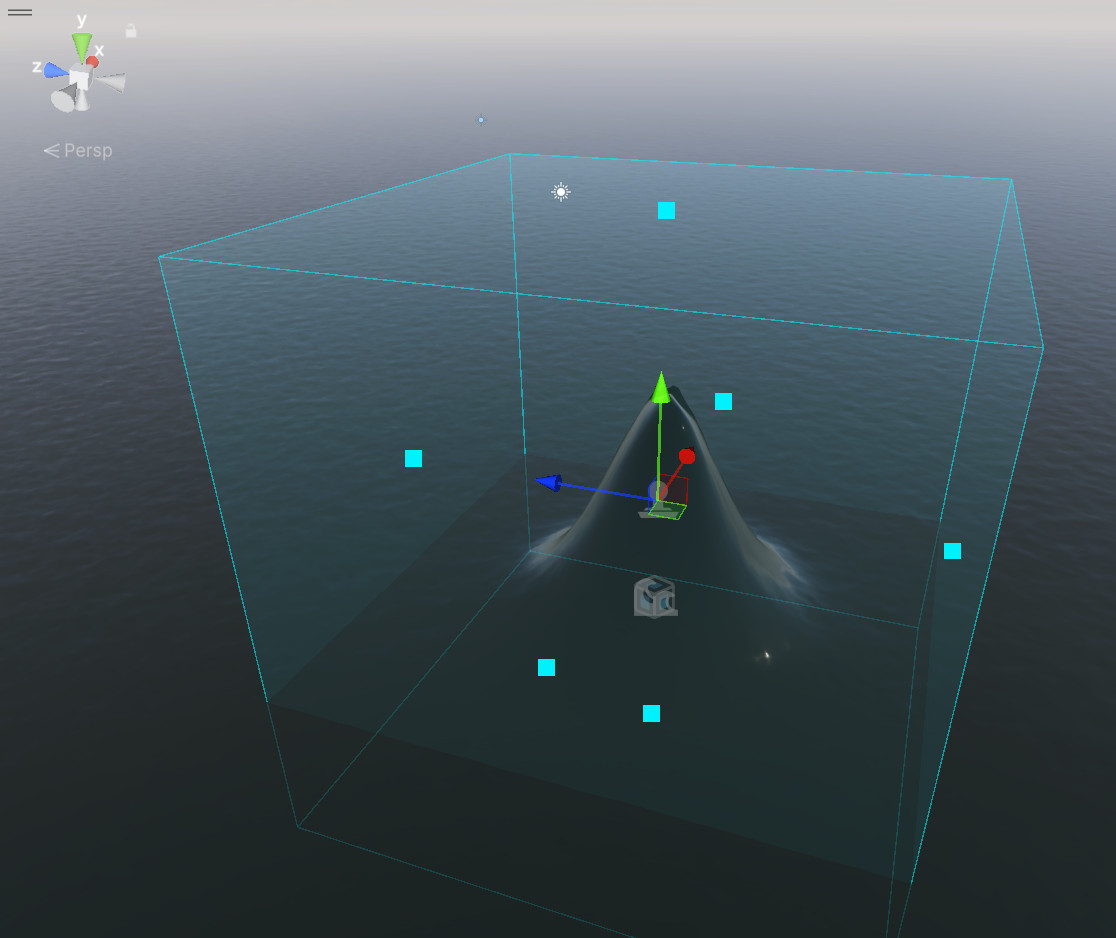 Water surface deformed vertically
