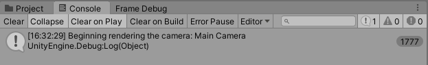 Unity prints log message in console.