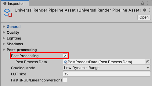 Post processing properties