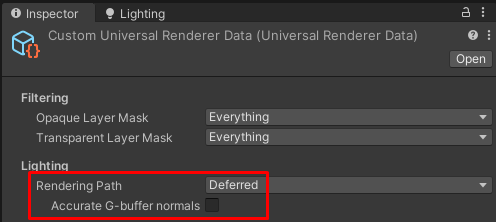 The Accurate G-buffer normals property in the URP Universal Renderer asset