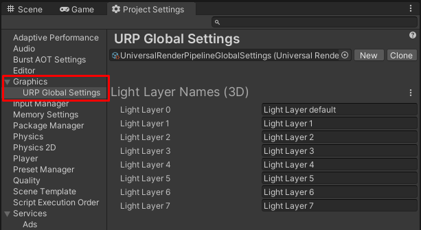 URP Global Settings