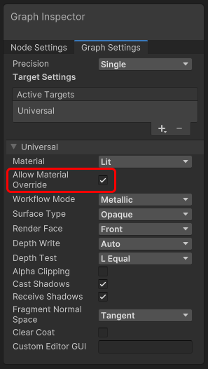 Allow Material Override property.