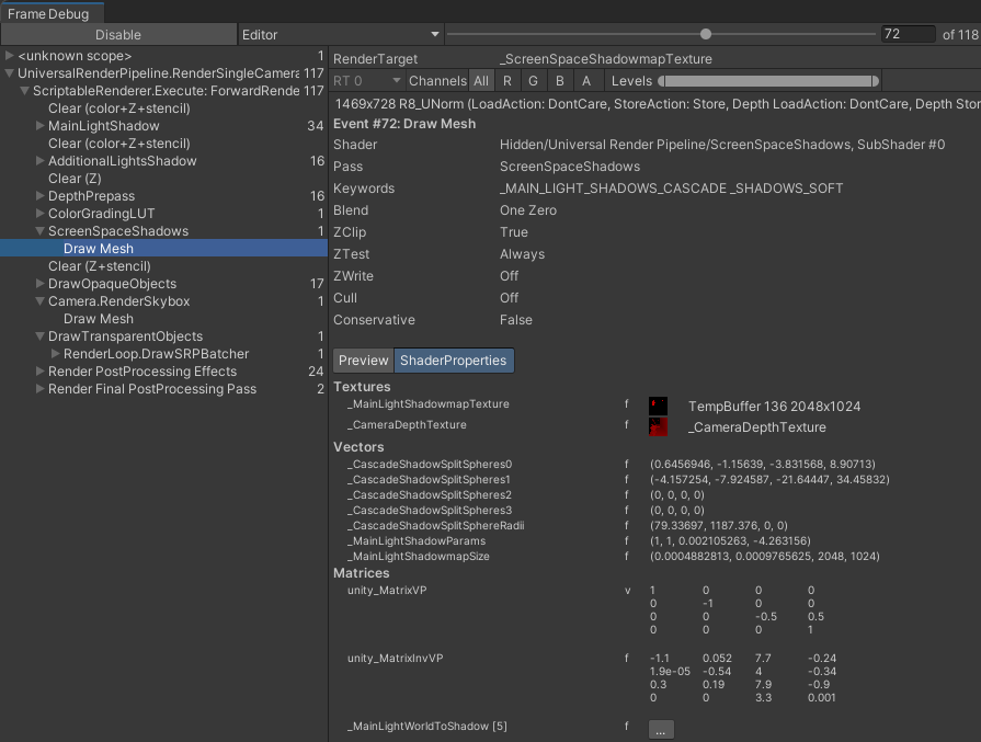 Show main light shadows in frame debugger