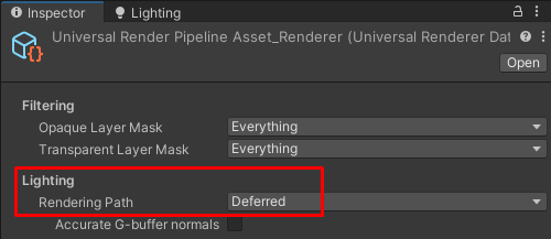 Select the Rendering Path in the URP Universal Renderer asset