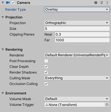 Overlay Camera Inspector