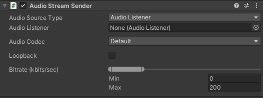 AudioStreamSender inspector