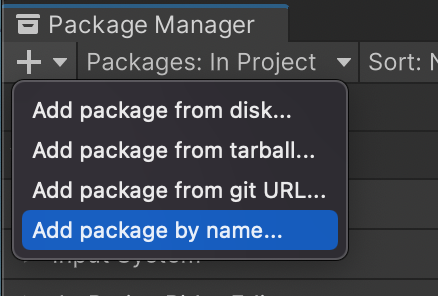 Select add package from git url