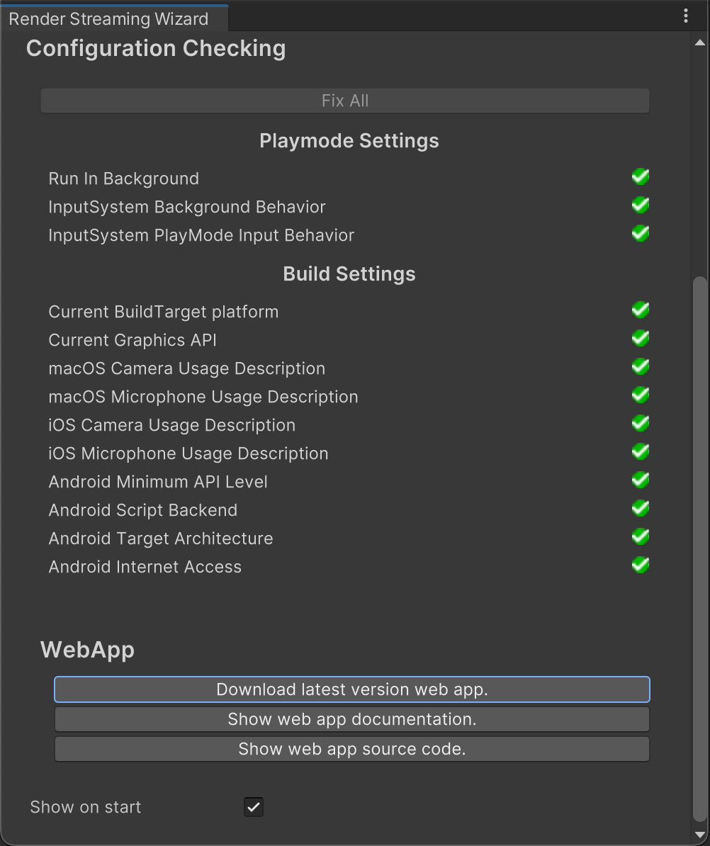 Unity Render Streaming Wizard | Unity Render Streaming | 3.1.0-exp.7