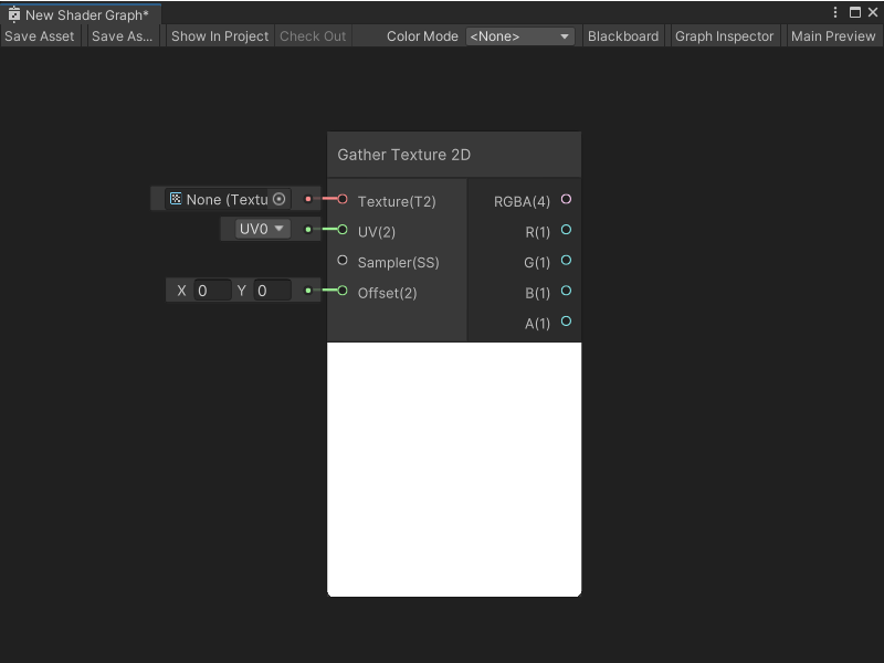 An image of the Graph window, with a Gather Texture 2D node.