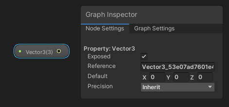 A property selected in the workspace, and the Graph Inspector showing the property settings.