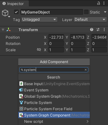 Add System Graph Component
