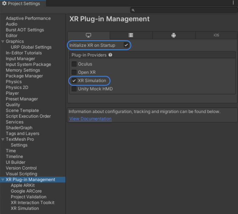 xr-simulation-settings