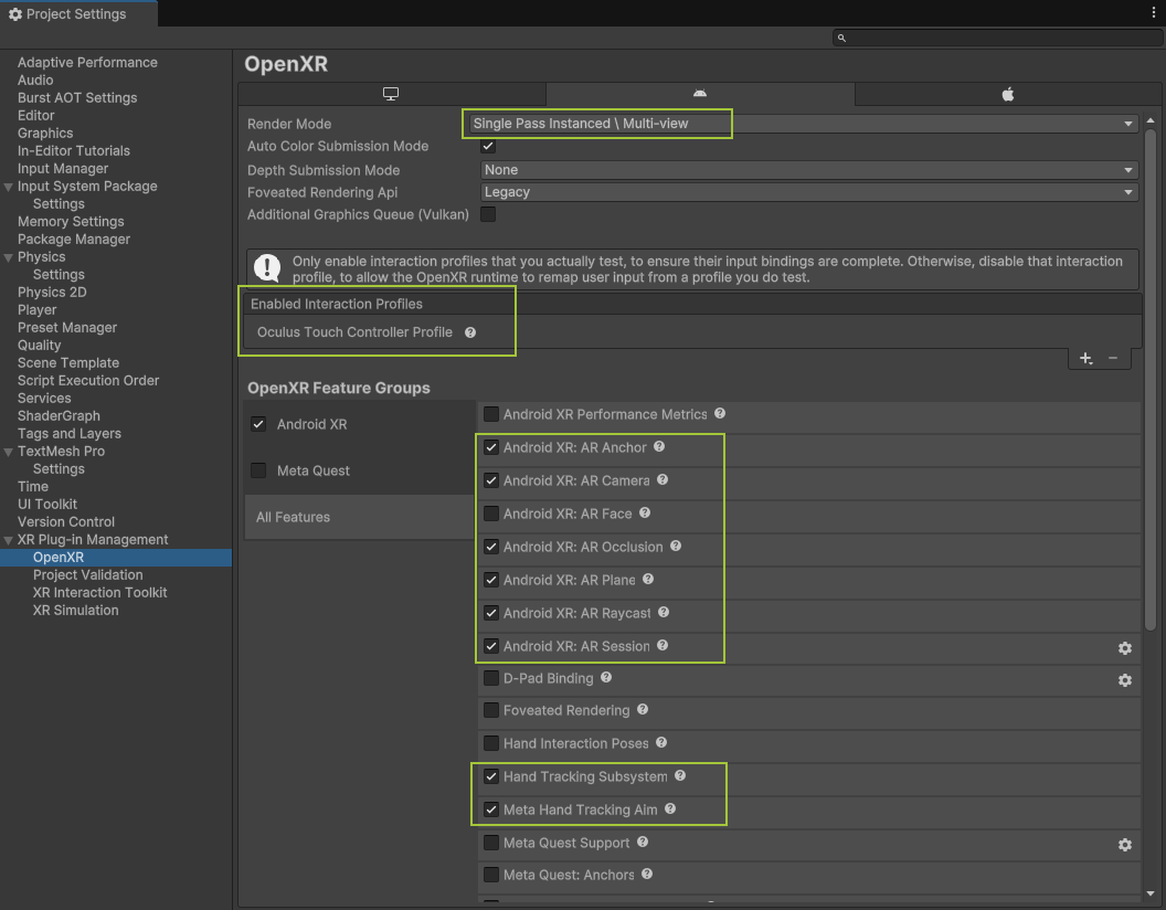 ProjectConfigOpenXRAndroidXR