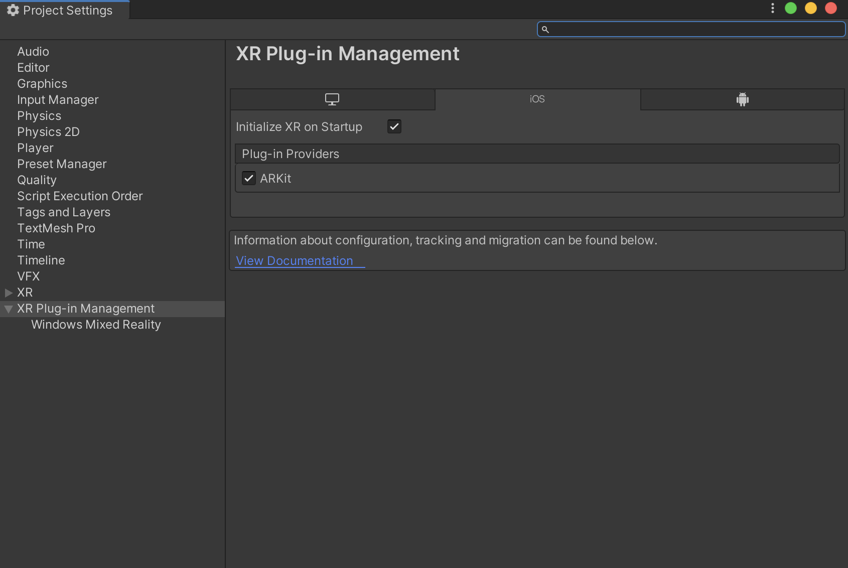 XR Management Menu