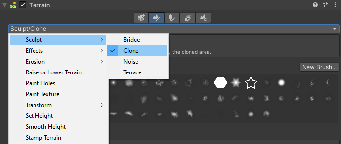 Select the clone tool from the Inspector