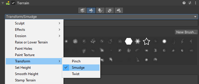 Select the smudge tool from the Inspector