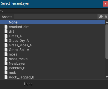 dialog box for selecting a terrain layer